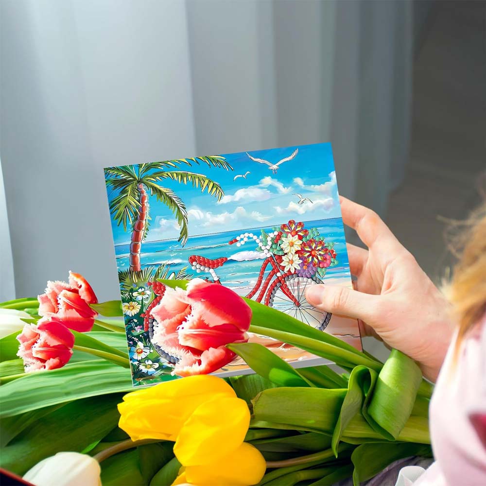 5D Diamond Painting Grußkarten – Tropische Sommerfreude 8 Stück, Unique-Diamond