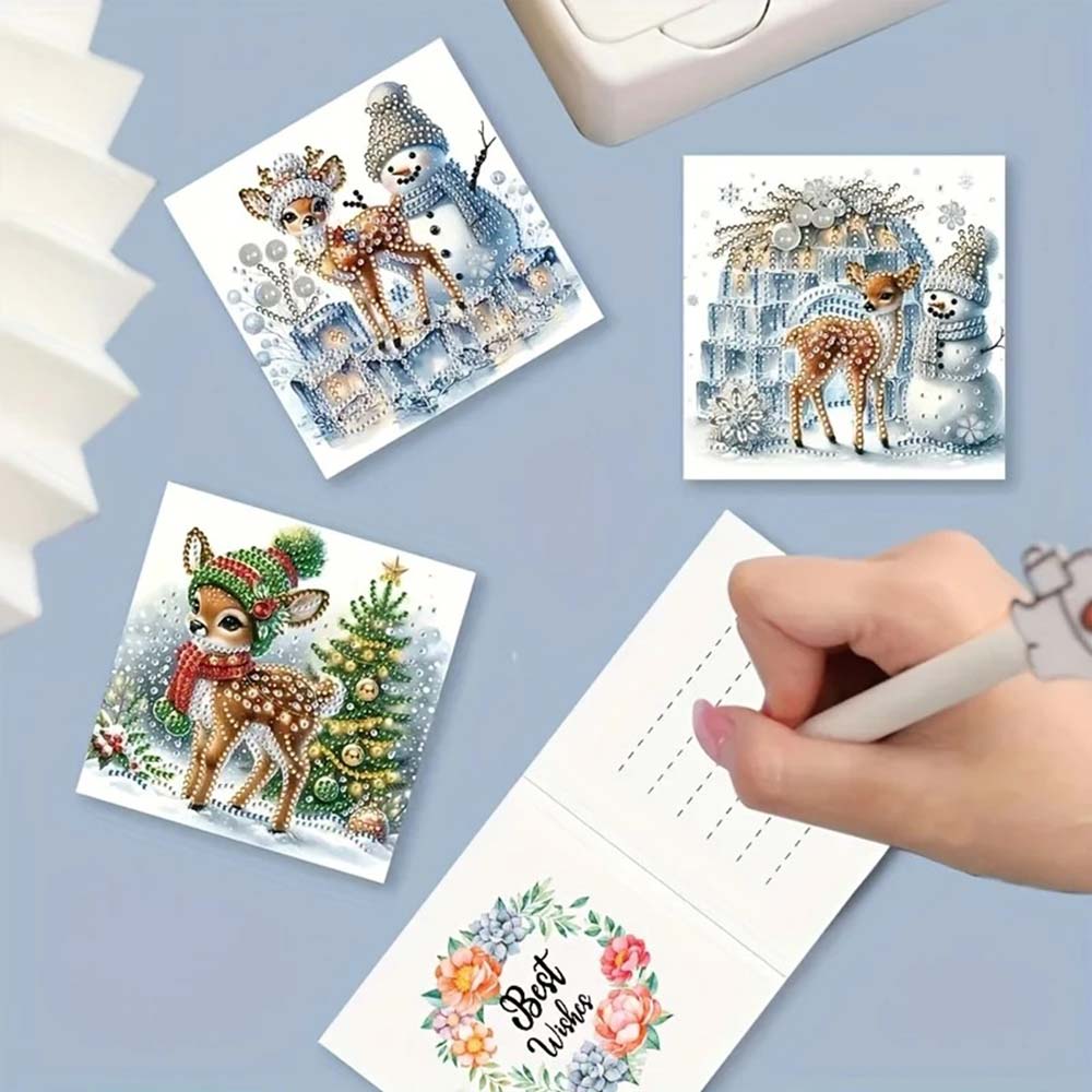 5D Diamond Painting Grußkarten – Winterfreunde 6 Stück, Unique-Diamond