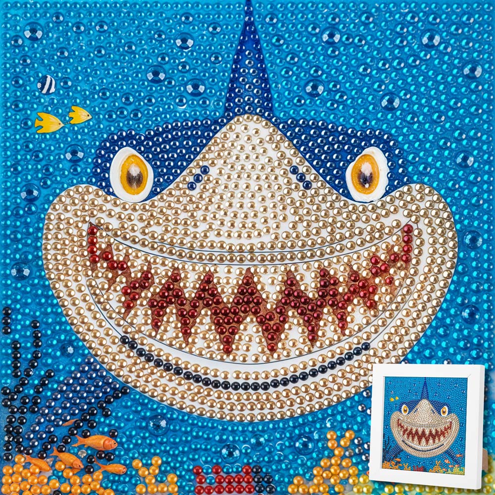 5D Diamond Painting Hai mit Strasssteinchen, Unique-Diamond
