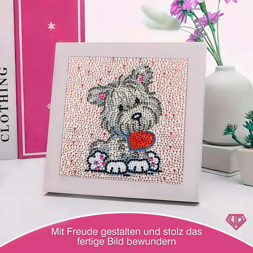 5D Diamond Painting Herz-Hündchen Benny Strasssteine, Unique-Diamond
