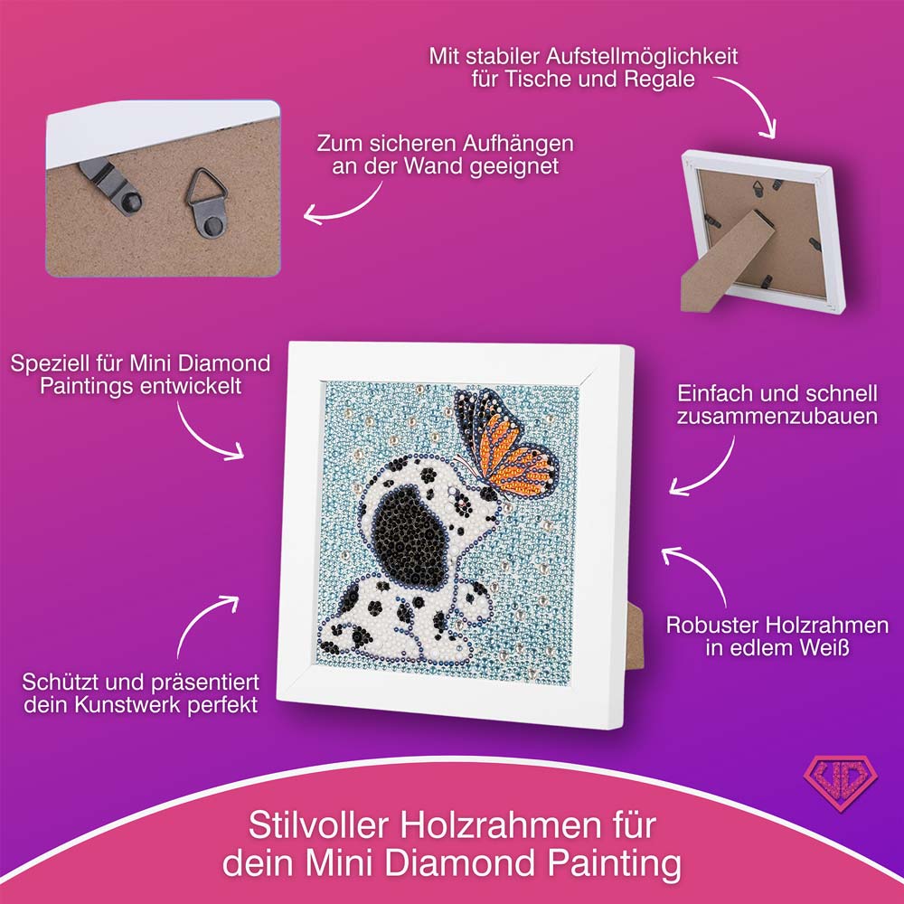 5D Diamond Painting Hund mit Schmetterling Strasssteine