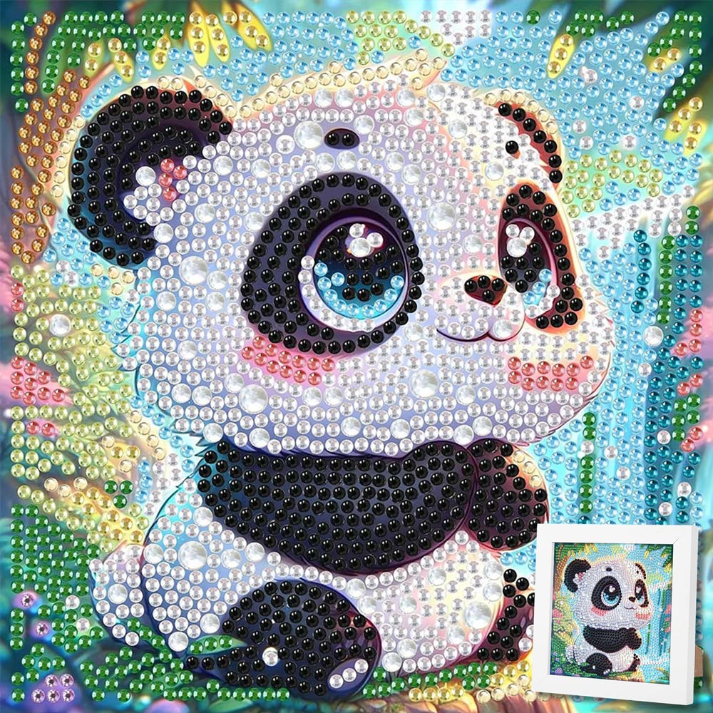 5D Diamond Painting Kleiner Panda im Dschungel mit Strasssteinchen, Unique-Diamond
