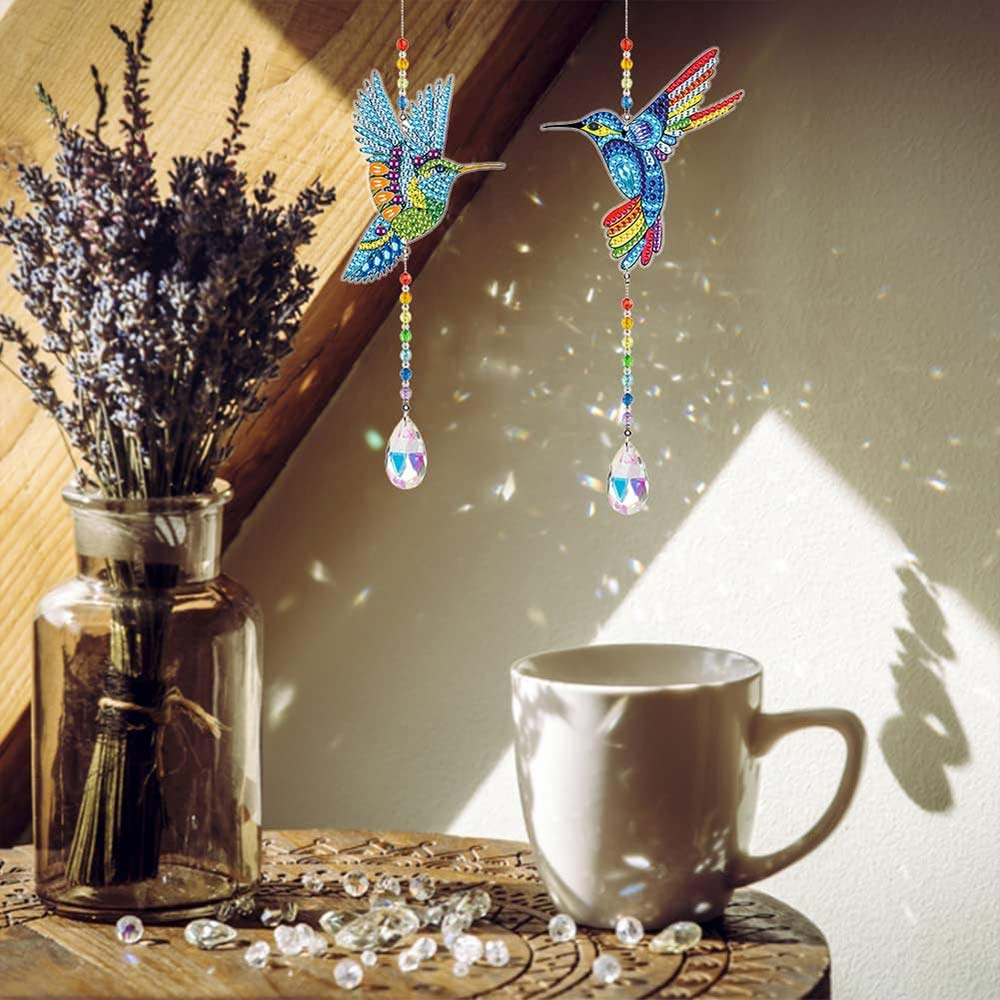 5D Diamond Painting Kristall Windspiel Kolibris 2 Stück, Unique-Diamond