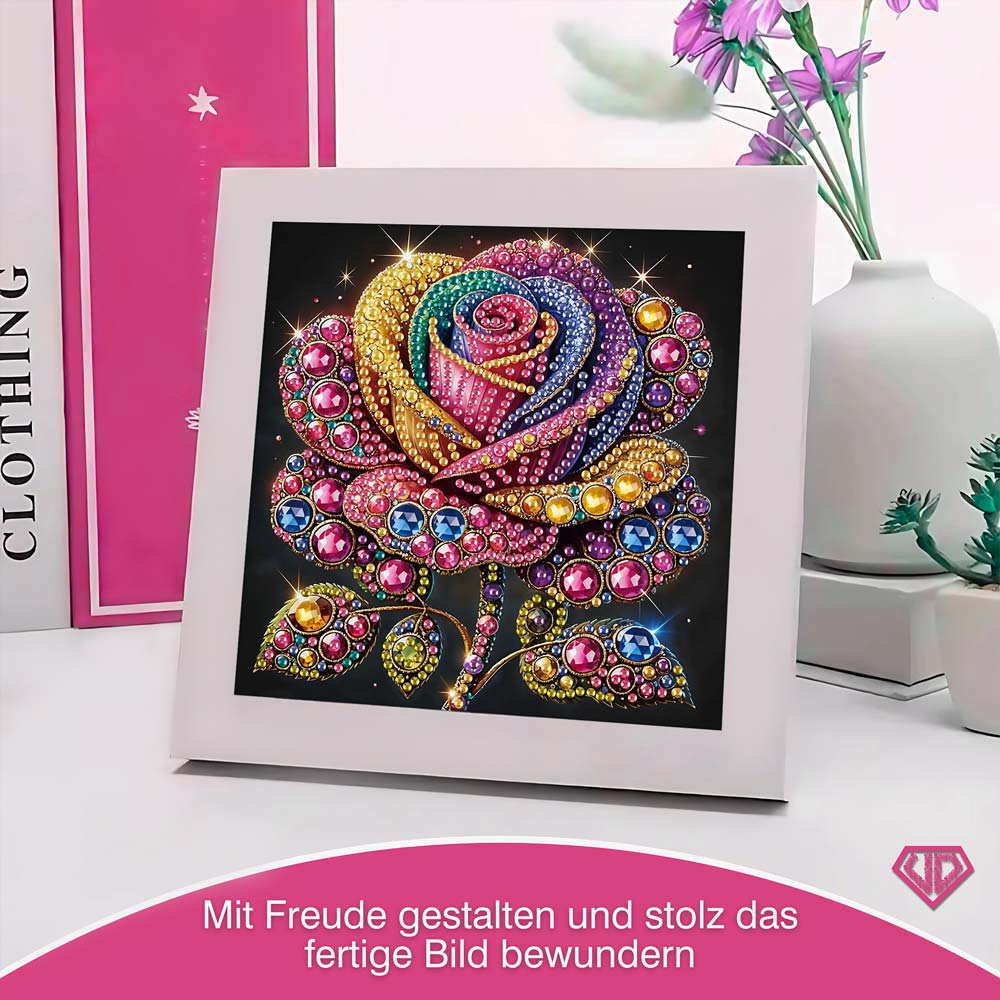 5D Diamond Painting Magische Regenbogenrose mit Strasssteinchen, Unique-Diamond