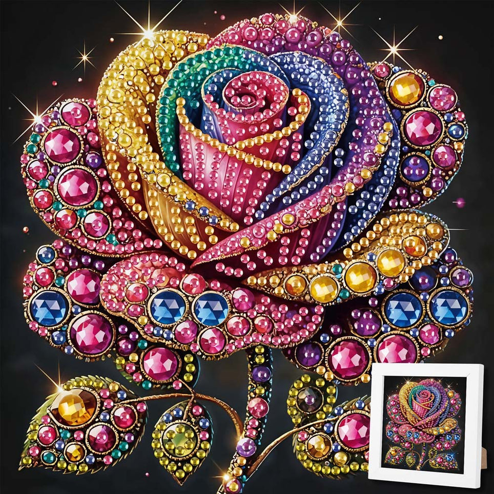 5D Diamond Painting Magische Regenbogenrose mit Strasssteinchen, Unique-Diamond