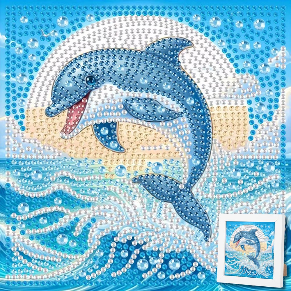 5D Diamond Painting Mini-Bild – Sprung des Delfins im Sonnenlicht
