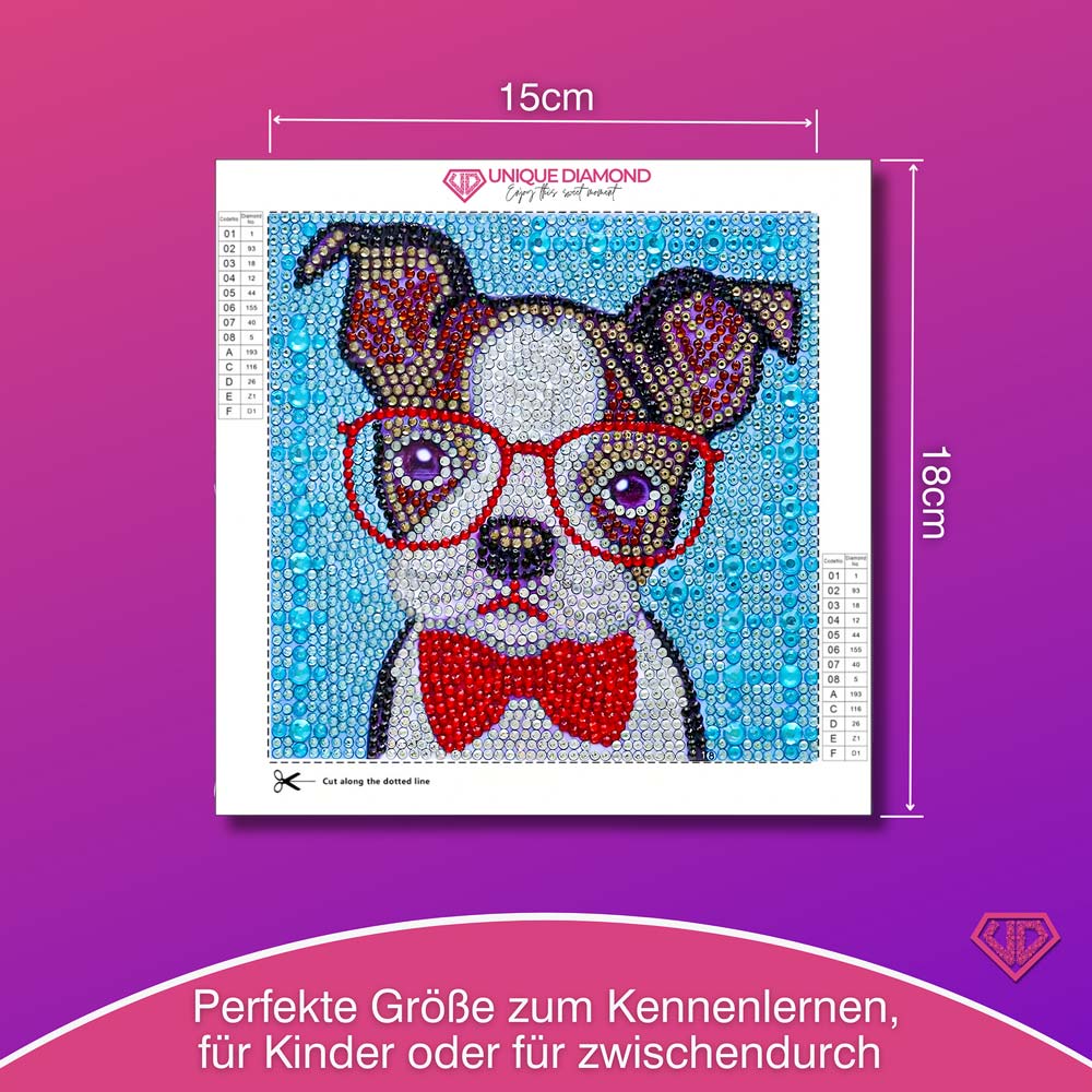 5D Diamond Painting Professor Wuff mit Strasssteine, Unique-Diamond