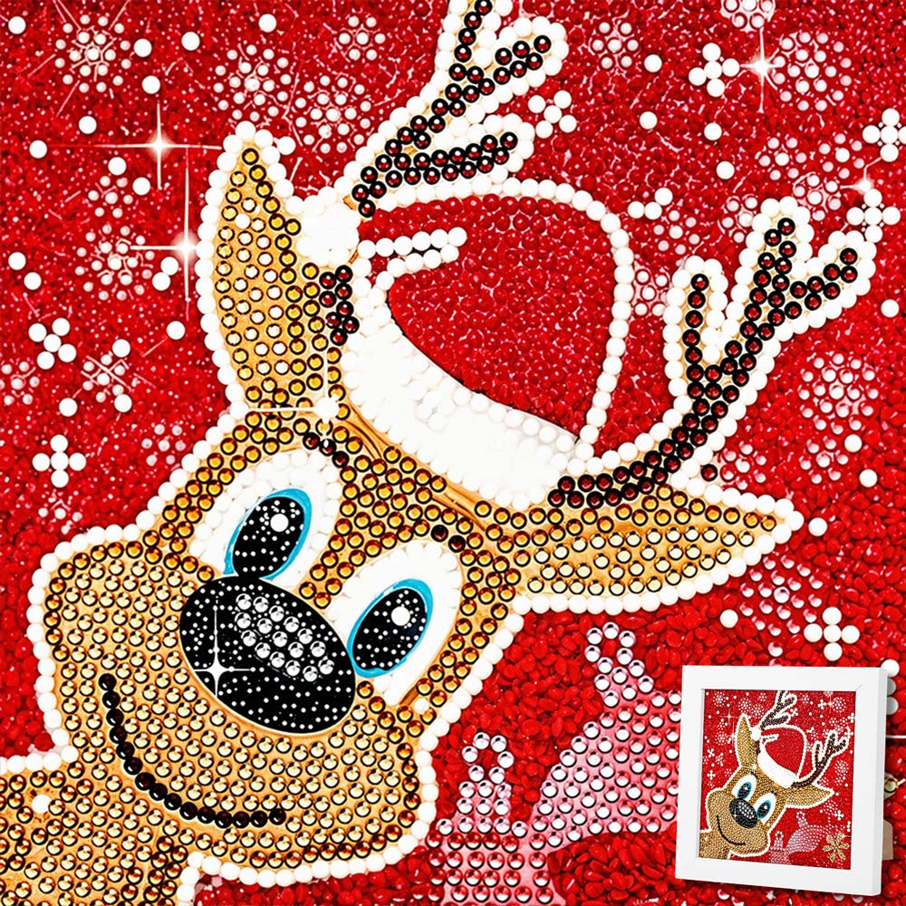5D Diamond Painting Rentier Rudi mit Strasssteinchen, Unique-Diamond