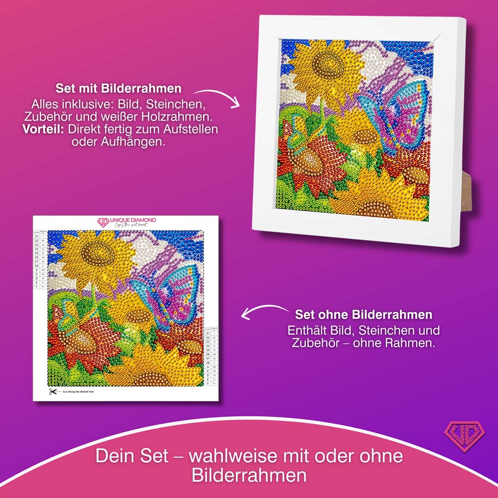 5D Diamond Painting Schmetterlingswiese Solea mit Strasssteine
