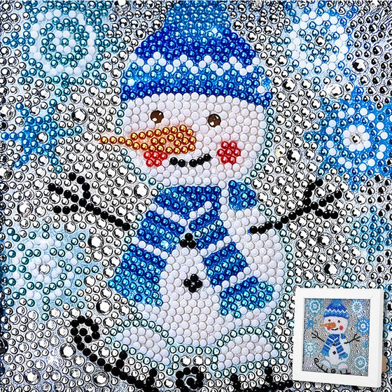 5D Diamond Painting Schneemann Flocki mit Strasssteinchen, Unique-Diamond