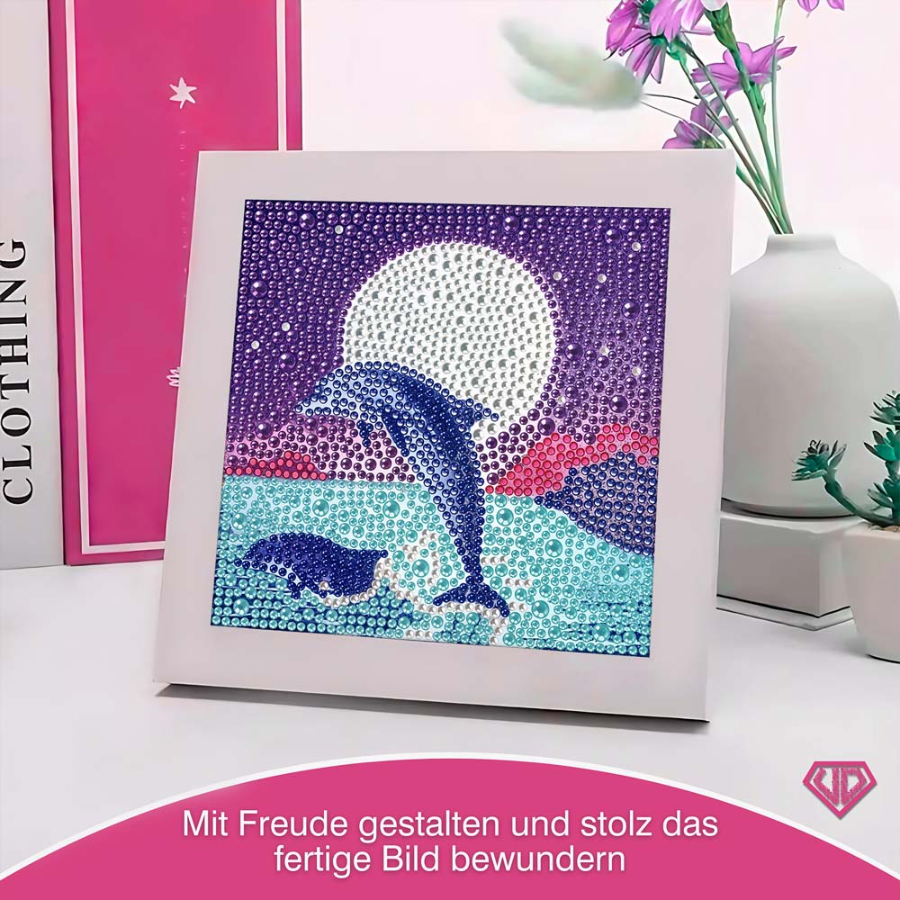 5D Diamond Painting Silbermond der Meere mit Strasssteinchen, Unique-Diamond