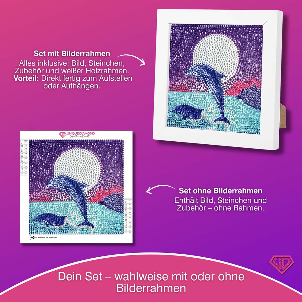 5D Diamond Painting Silbermond der Meere mit Strasssteinchen, Unique-Diamond
