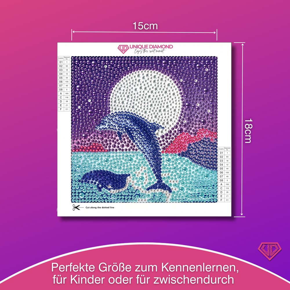 5D Diamond Painting Silbermond der Meere mit Strasssteinchen, Unique-Diamond