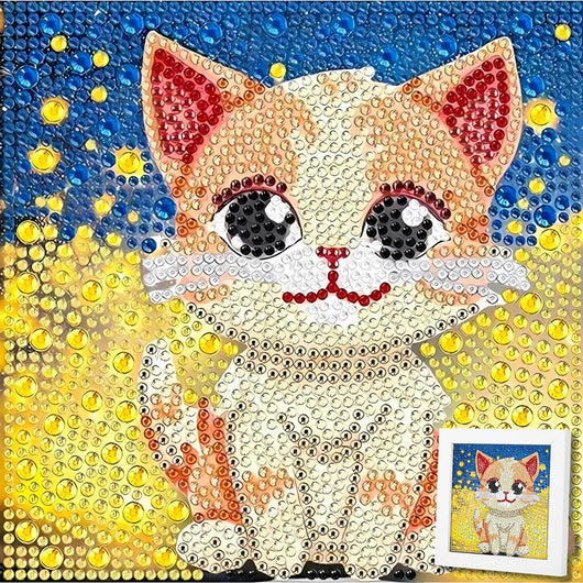 5D Diamond Painting Sternenglanz-Kätzchen mit Strasssteine, Unique-Diamond