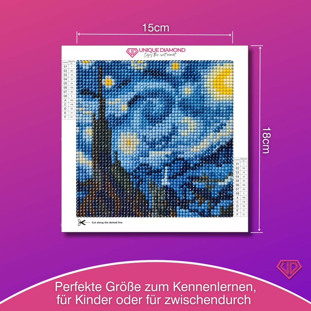 5D Diamond Painting Sternennacht von Vincent van Gogh, Unique-Diamond
