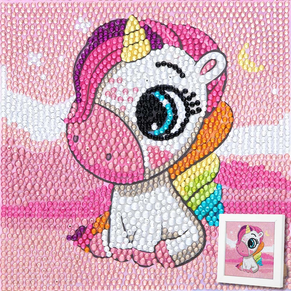 5D Diamond Painting Traum-Einhorn Milu mit Strasssteinchen, Unique-Diamond