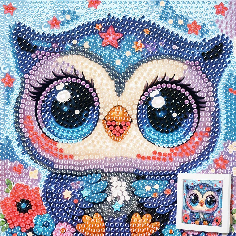 5D Diamond Painting Traumhafte Sternen-Eule Lumi mit Strasssteinchen, Unique-Diamond