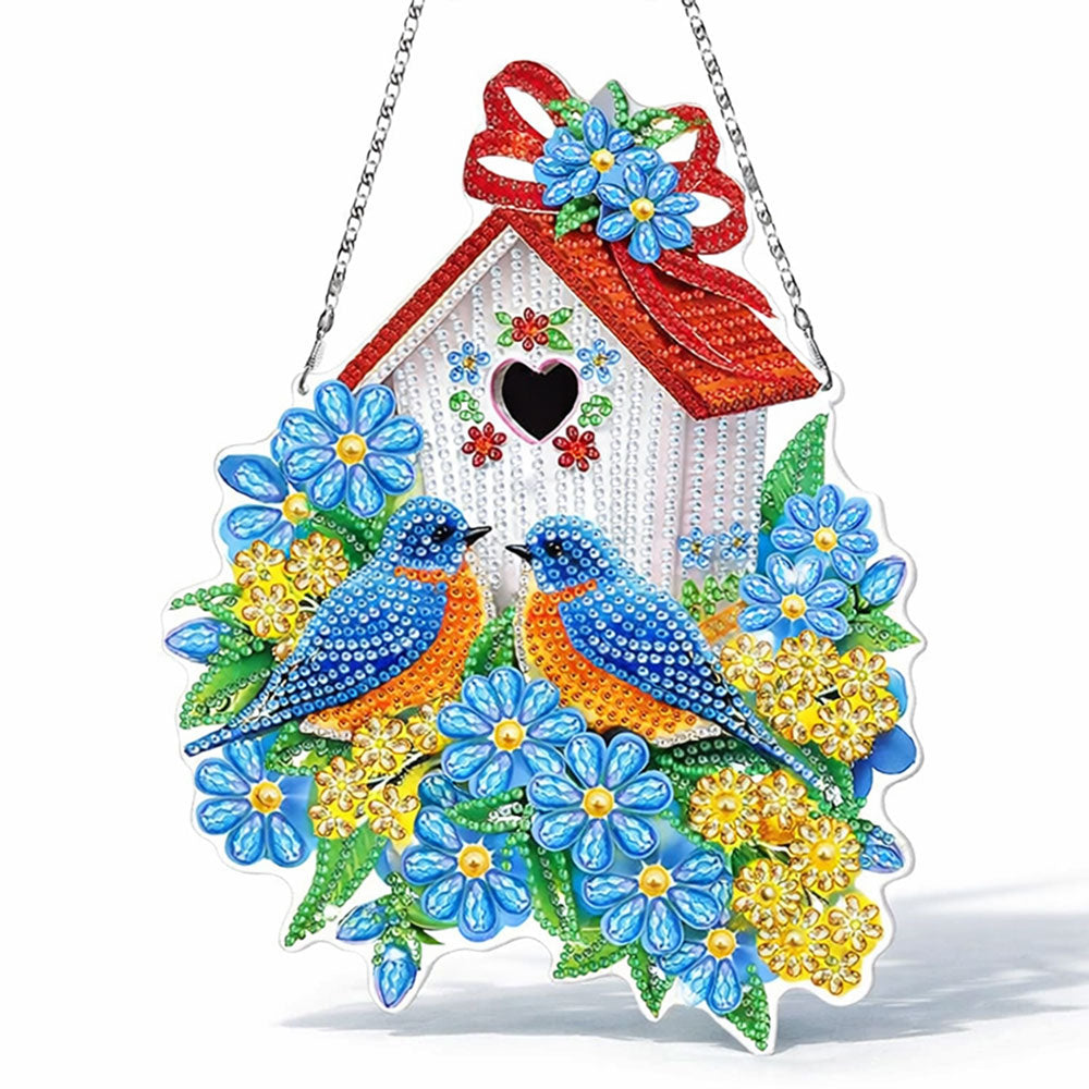 5D Diamond Painting Türanhänger Doppelseitig Vogelhäuschen