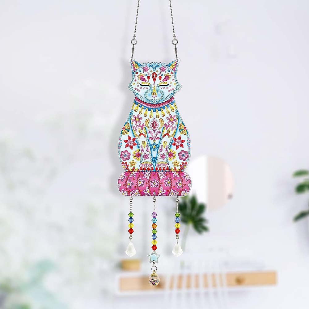 5D Diamond Painting Türanhänger Katze, Unique-Diamond