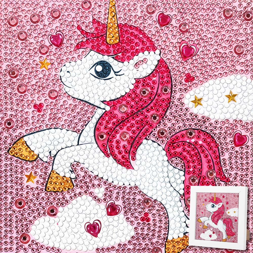 5D Diamond Painting Unicorn in Love mit Strasssteinchen, Unique-Diamond