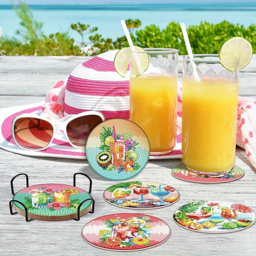 5D Diamond Painting Untersetzer Summer Drinks, Unique-Diamond