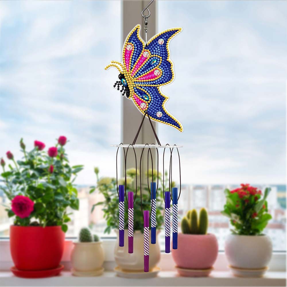 5D Diamond Painting Windspiel Schmetterling, Unique-Diamond