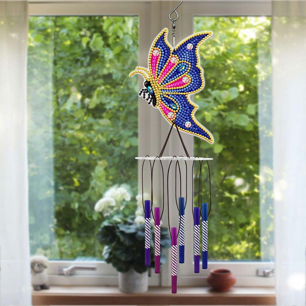 5D Diamond Painting Windspiel Schmetterling, Unique-Diamond