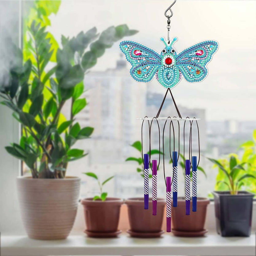 5D Diamond Painting Windspiel Schmetterling, Unique-Diamond