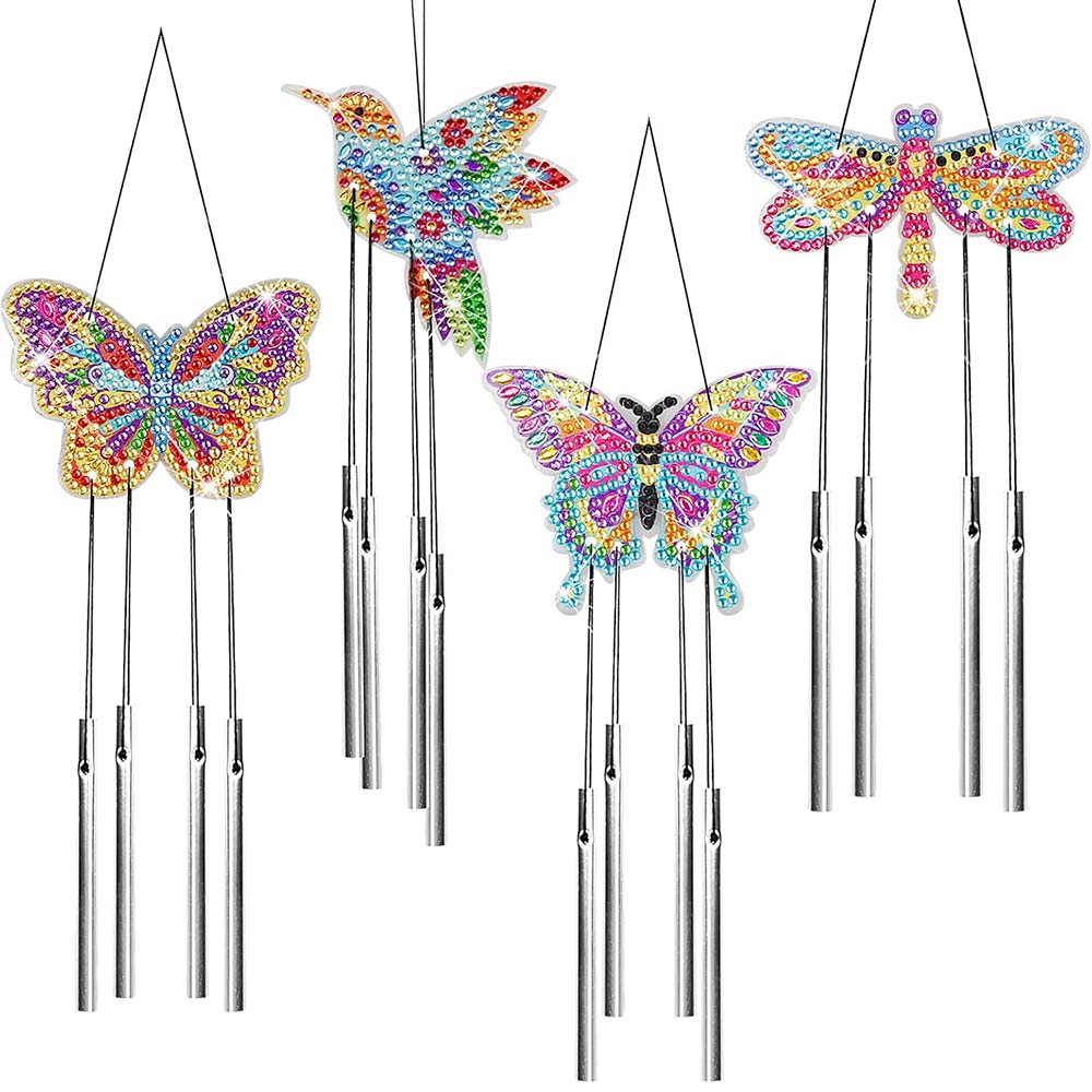 5D Diamond Painting Windspiele – Naturzauber mit Schmetterlingen und Kolibris, Unique-Diamond