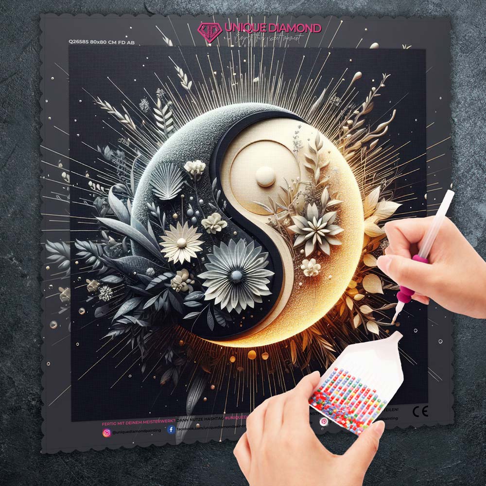 5D Diamond Painting – Yin und Yang Blumen Unique-Diamond