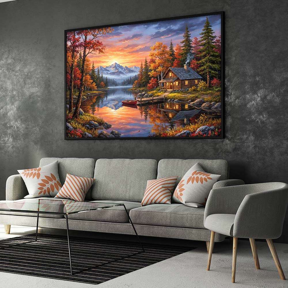5D Diamond Painting – Abendruhe am Bergsee