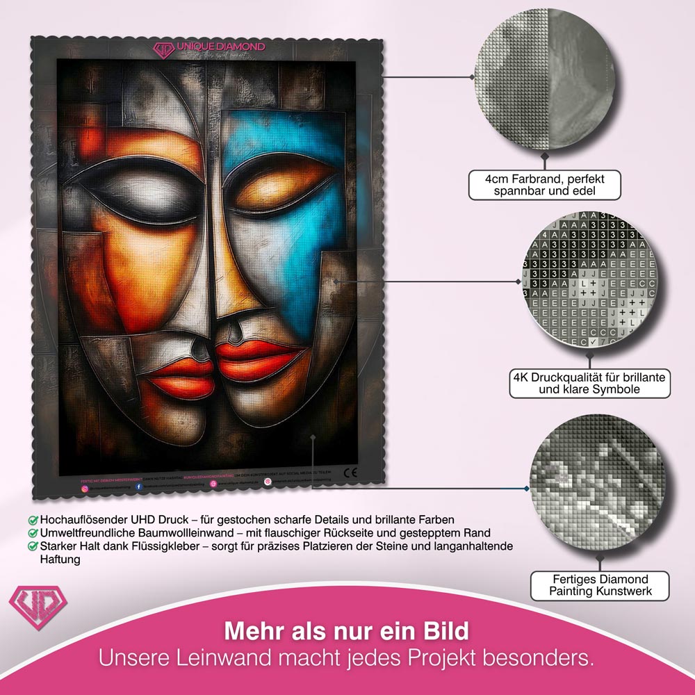 5D Diamond Painting – Abstrakte Liebe in Farben Unique-Diamond