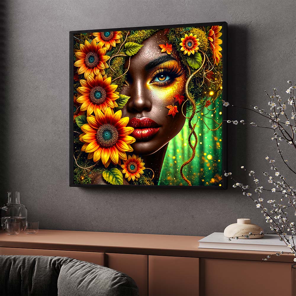 5D Diamond Painting – Amara, Seele der Sonnenblumen Unique-Diamond
