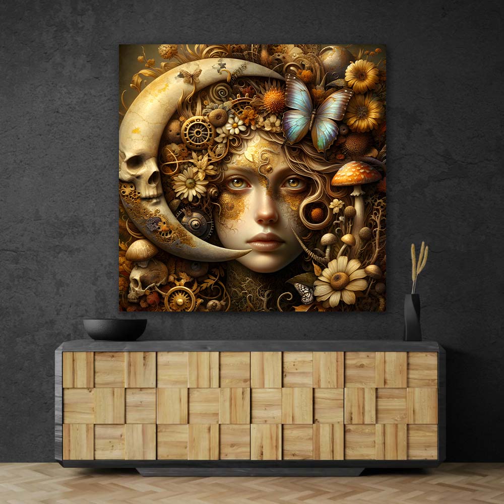 5D Diamond Painting – Aurelia und das Uhrwerk des Herbstmondes Unique-Diamond