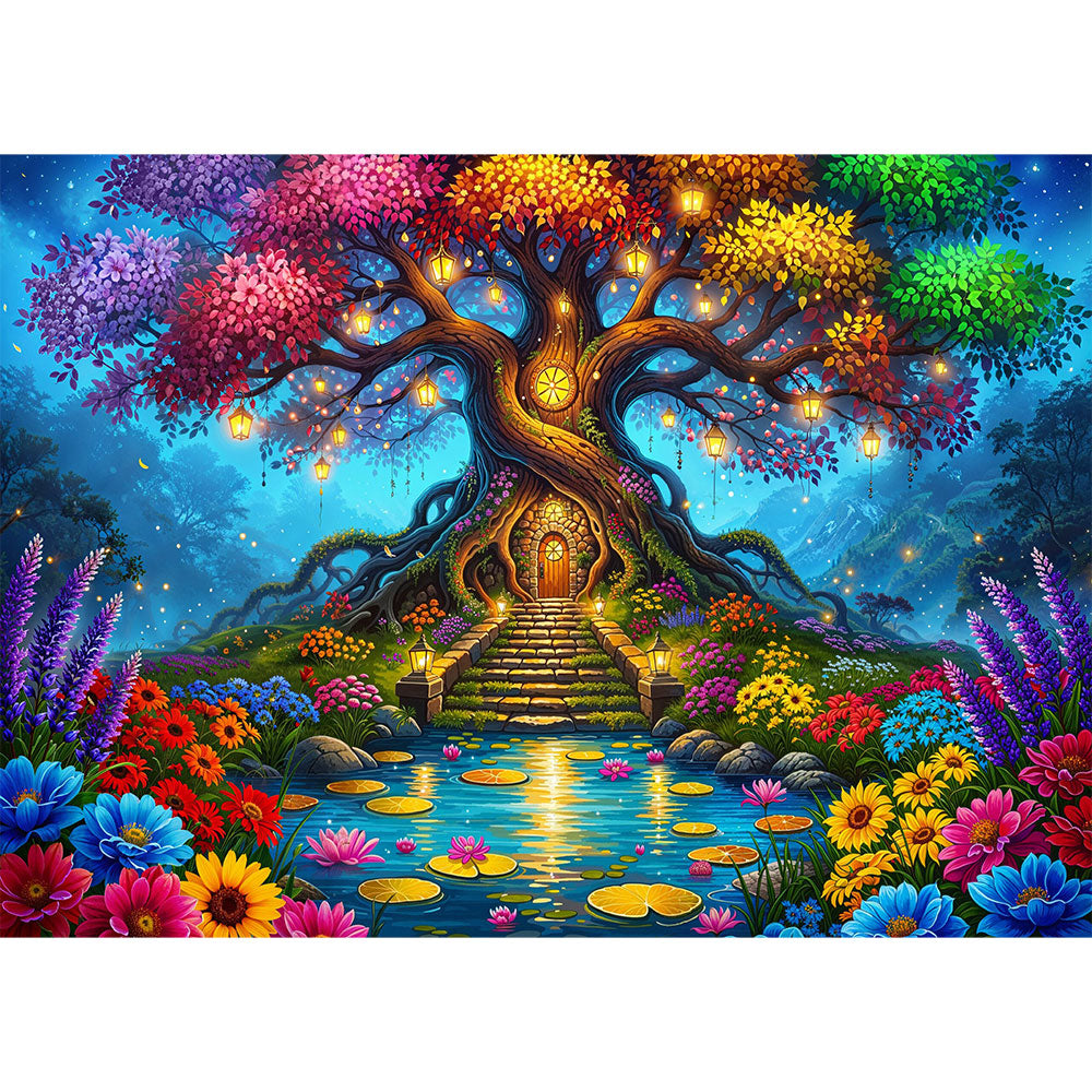 5D Diamond Painting – Baum der Lichterträume, Unique-Diamond
