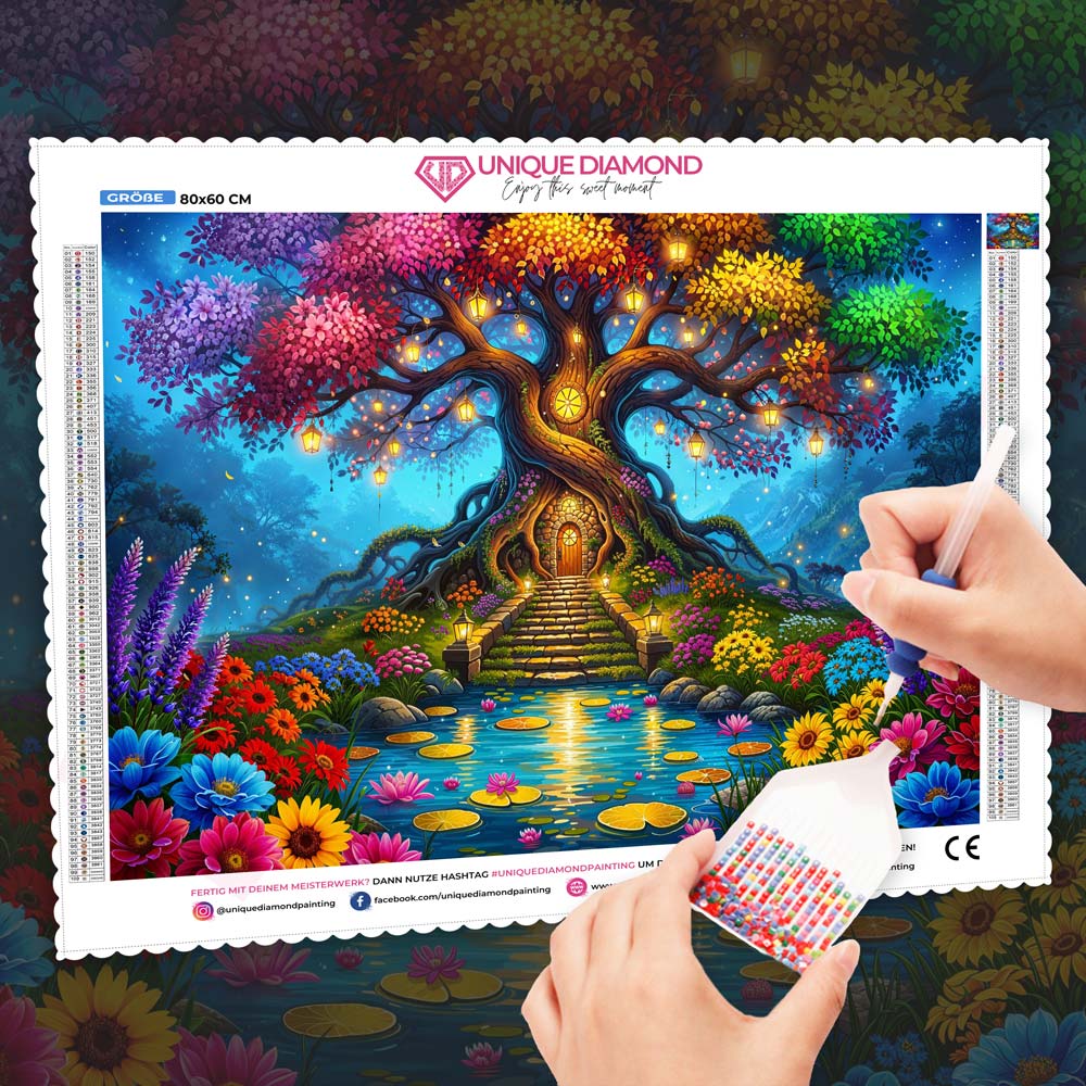 5D Diamond Painting – Baum der Lichterträume, Unique-Diamond
