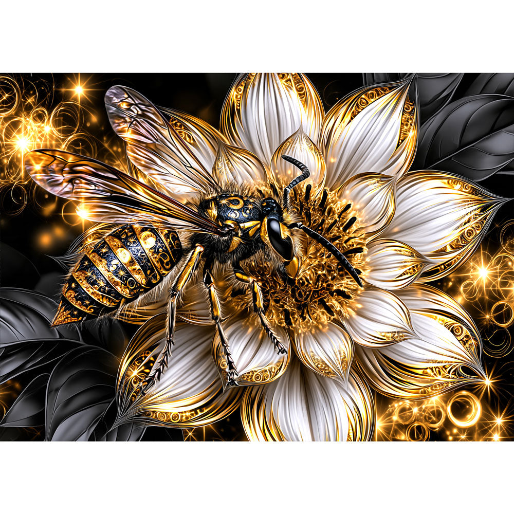 5D Diamond Painting – Biene im Blütengold | Unique Diamond
