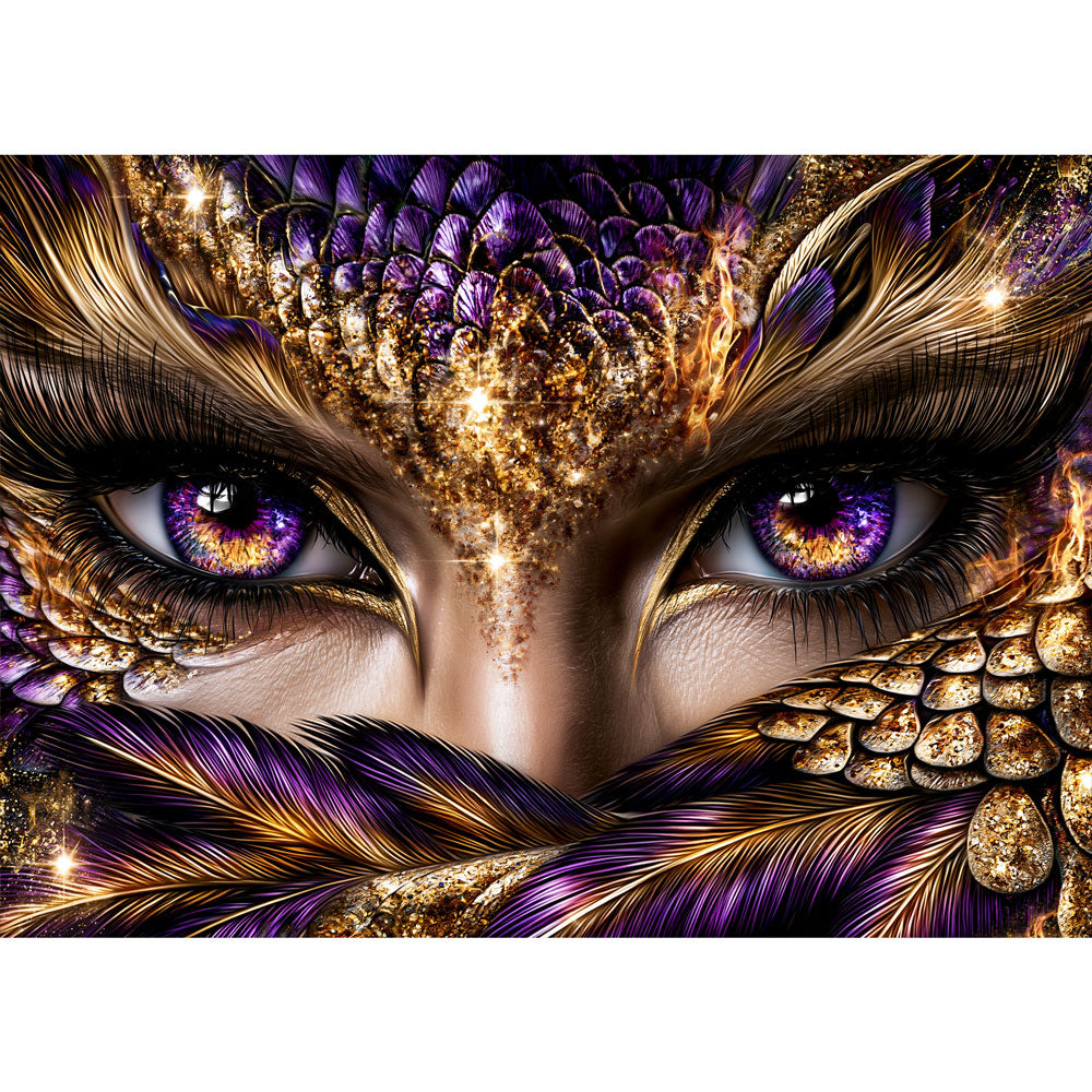 5D Diamond Painting – Blick der goldenen Federmagie | Unique Diamond