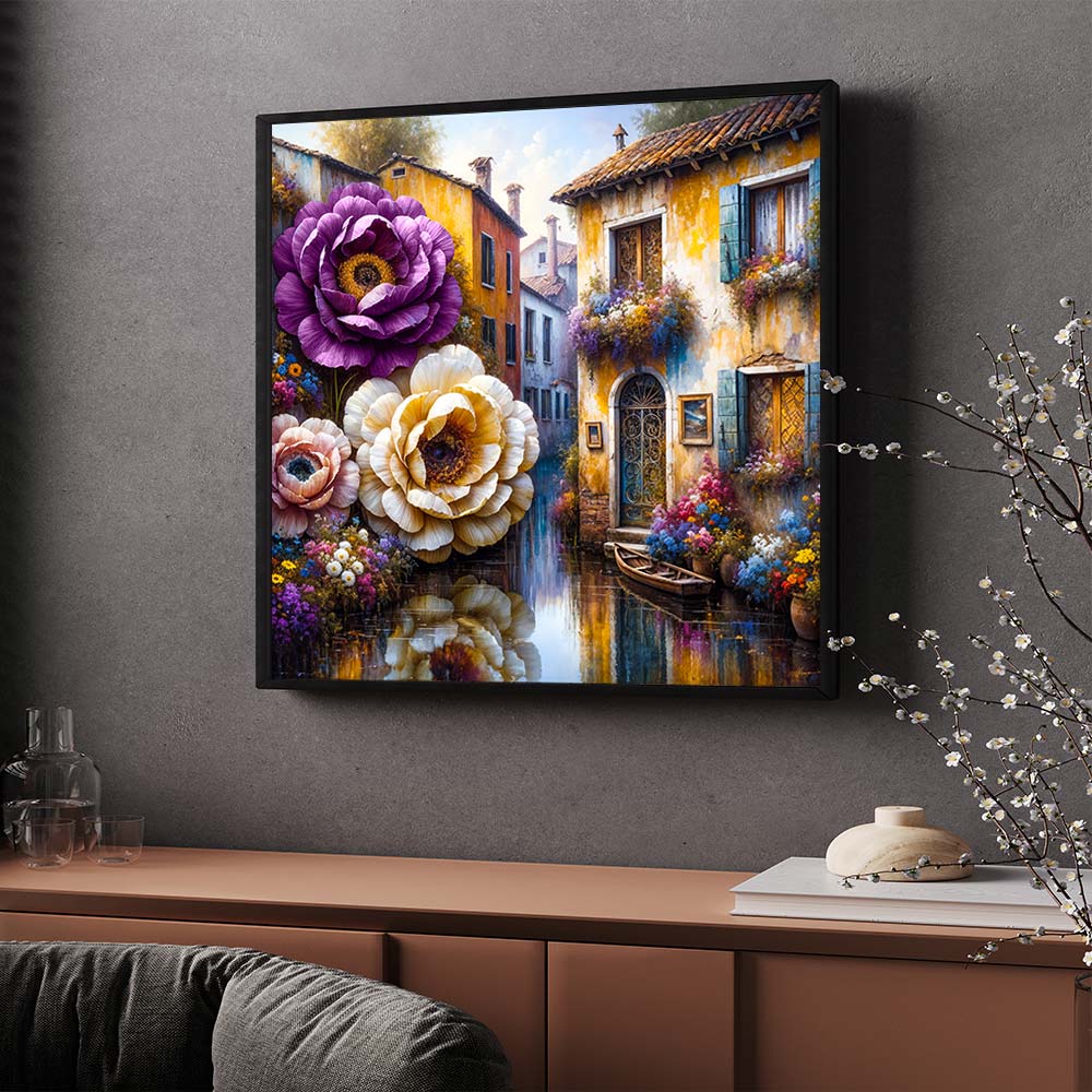 5D Diamond Painting – Blütenflair am Kanal