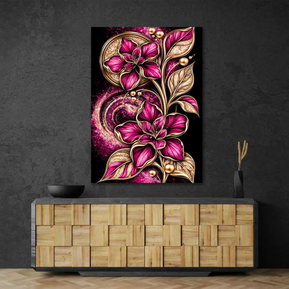 5D Diamond Painting – Blütenjuwel in Magenta & Gold