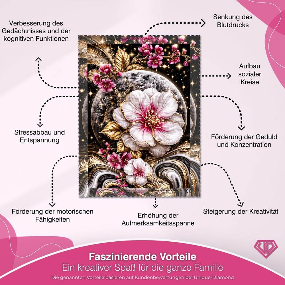 5D Diamond Painting – Blütenmond in Gold