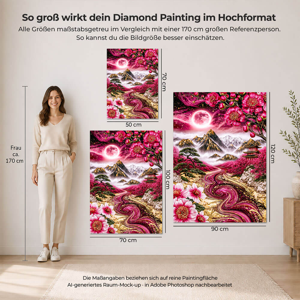 5D Diamond Painting – Blütenpfad ins Rubinland