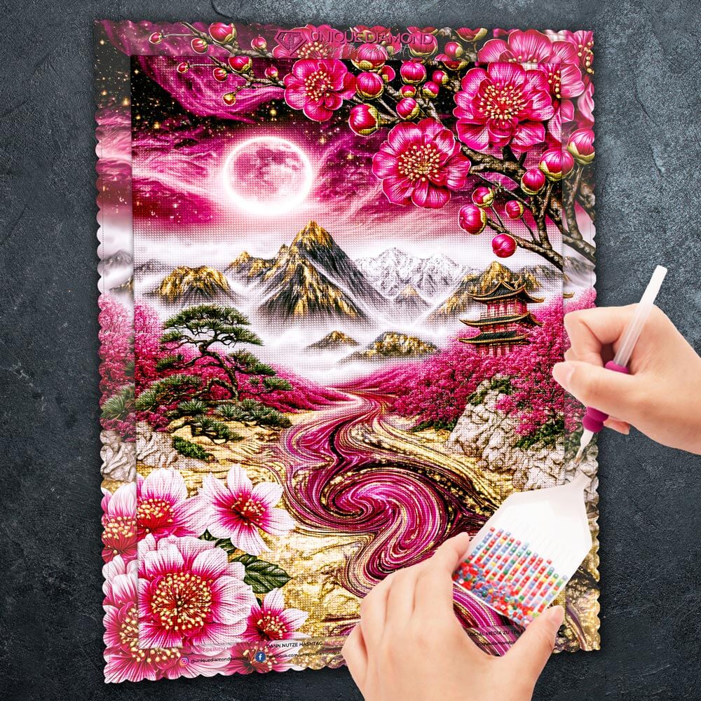 5D Diamond Painting – Blütenpfad ins Rubinland