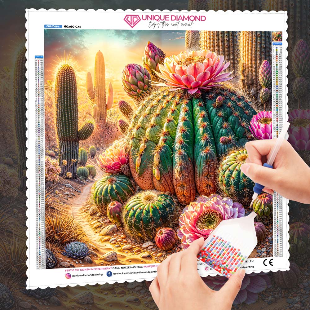 5D Diamond Painting – Blütenzauber der Wüstenkönigin, Unique-Diamond