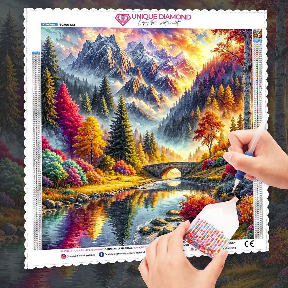 5D Diamond Painting – Brücke der Morgenröte, Unique-Diamond