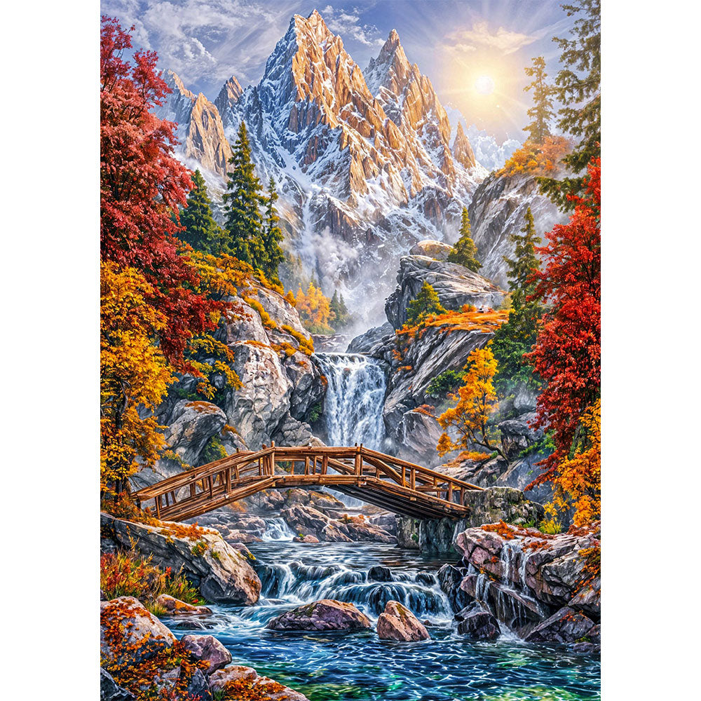 5D Diamond Painting – Brücke zum Sonnenberg, Unique-Diamond