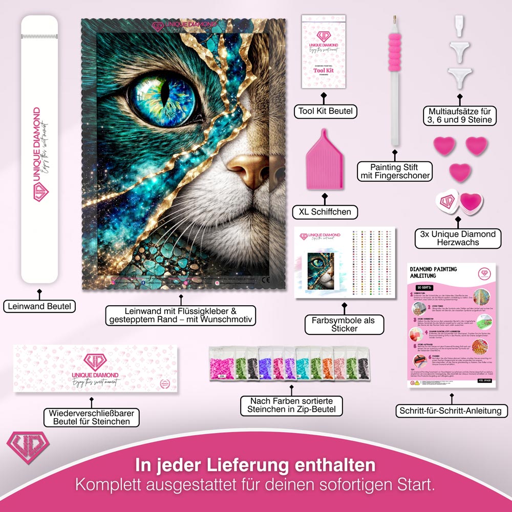 5D Diamond Painting – Cosmic Emerald Cat
