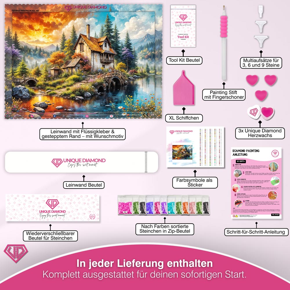 5D Diamond Painting – Cottage of Eternal Seasons Unique-Diamond