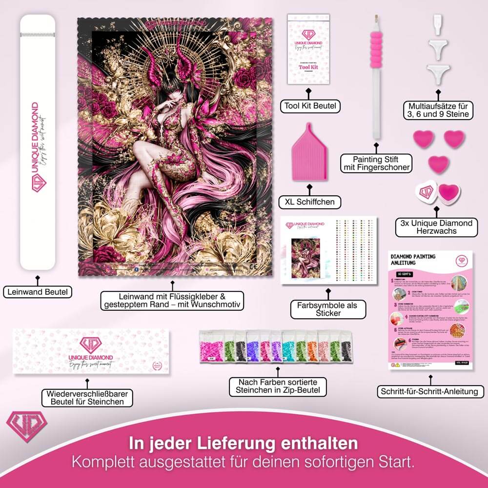 5D Diamond Painting – Dämonenkönigin der Purpurrosen