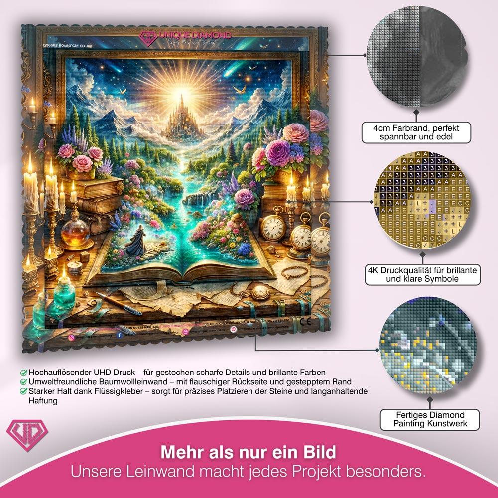 5D Diamond Painting – Blütenmond in Gold